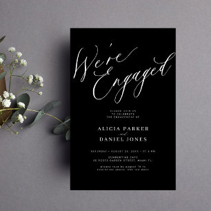 Budget We're Engaged engagement party invitation