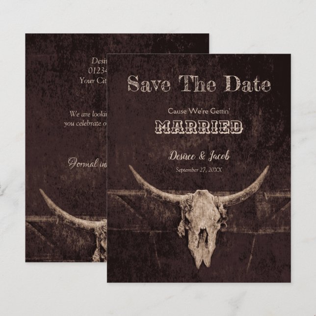 Budget Western Rustic Wedding Save The Date (Front/Back)