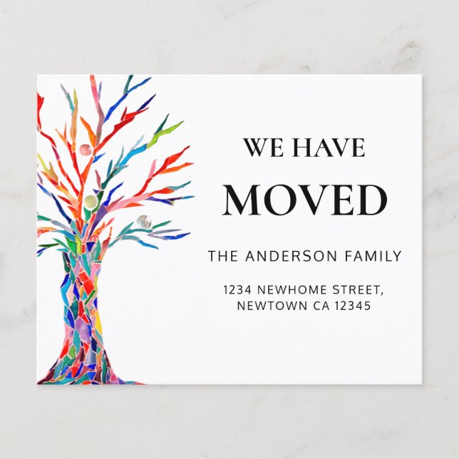 Budget We've Moved Colourful Moving Announcement  (Front)