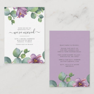 Budget We've Moved Eucalyptus Purple Green Moving Card