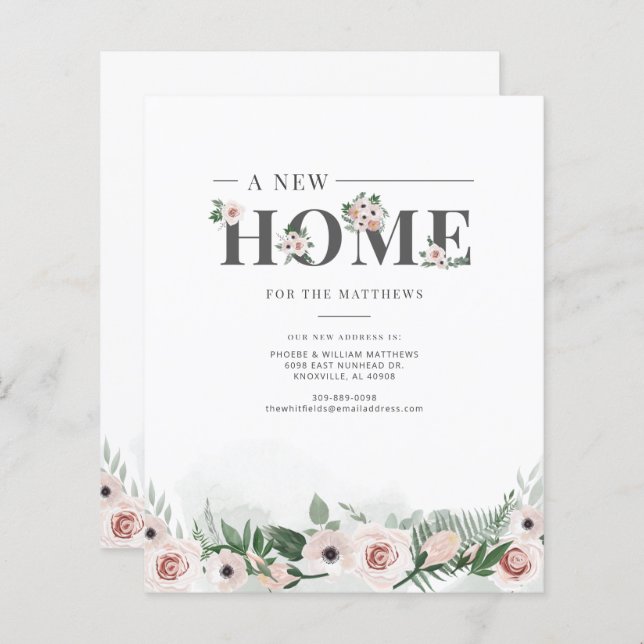 Budget We've Moved Floral Moving Announcement (Front/Back)