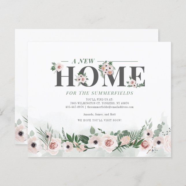 Budget We've Moved Floral New Address Announcement (Front/Back)