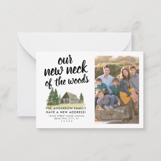 Budget We've Moved New Neck Woods Photo Moving Card (Front)