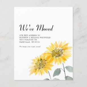 Budget We've Moved Watercolor Sunflower Moving