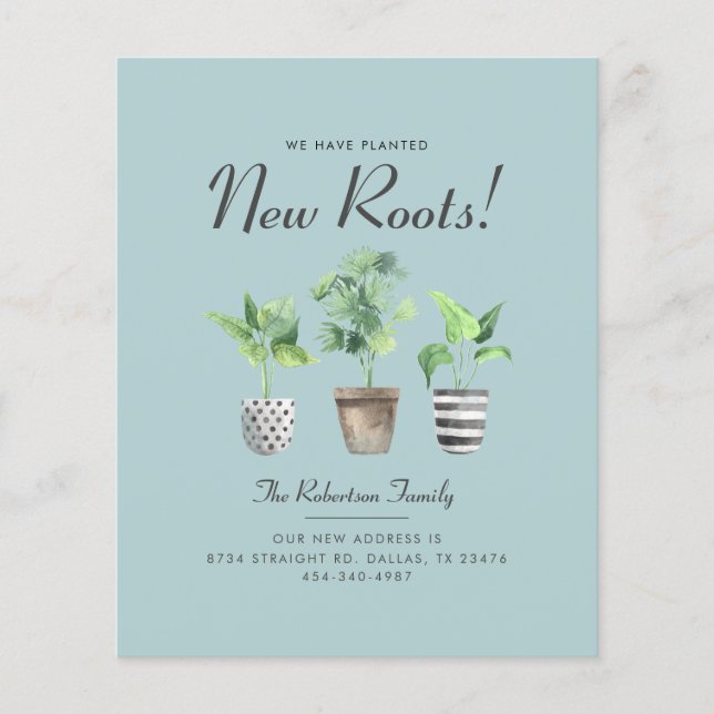 Budget We've Planted New Roots Moving Announcement (Front)