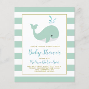 Budget Whale Drive By Baby Shower Invitation
