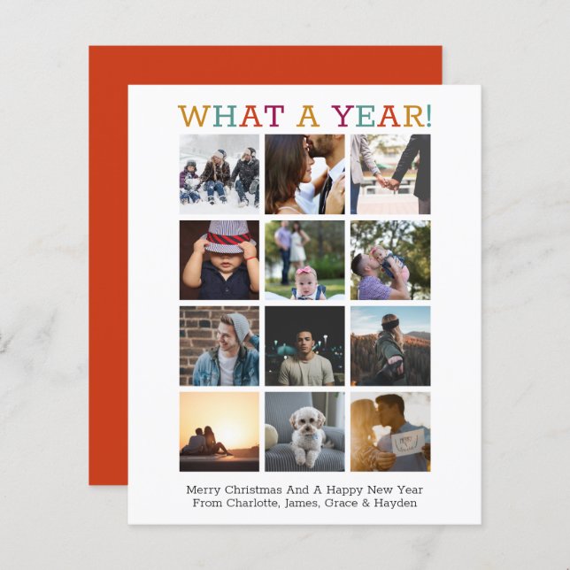 BUDGET What A Year Photo Christmas Year In Review (Front/Back)