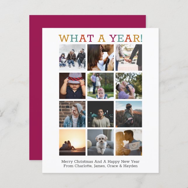 BUDGET What A Year Photo Christmas Year In Review (Front/Back)