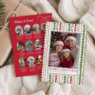 Budget What A Year Whimsical Twelve Photo collage Holiday Card