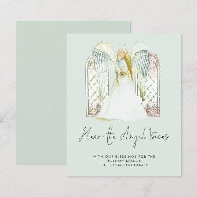 Budget Whimsical Angel Nativity Holiday Card (Front/Back)