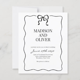 Budget Whimsical Black Bow Tie Wedding Invitation