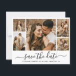 Budget Whimsical Calligraphy Photo Save The Date<br><div class="desc">Budget Elegant Modern Minimalist Calligraphy Script 5 Photo Collage Save The Date Cards in black and white. This romantic delicate design perfect for modern wedding. Features 5 (five) grid photo collage, a whimsical calligraphy in hand lettered style swash tail font. Easy to personalise it with your wedding details and pictures....</div>