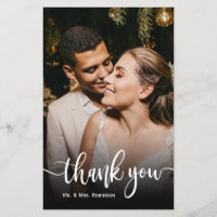 Budget Whimsical Chic Script Wedding Thank You