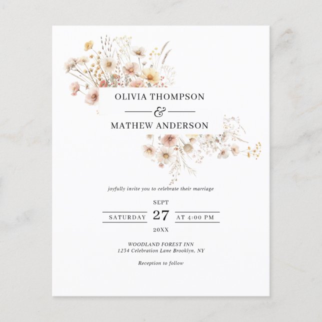 BUDGET Whimsical Meadow Wildflower Frame Wedding (Front)