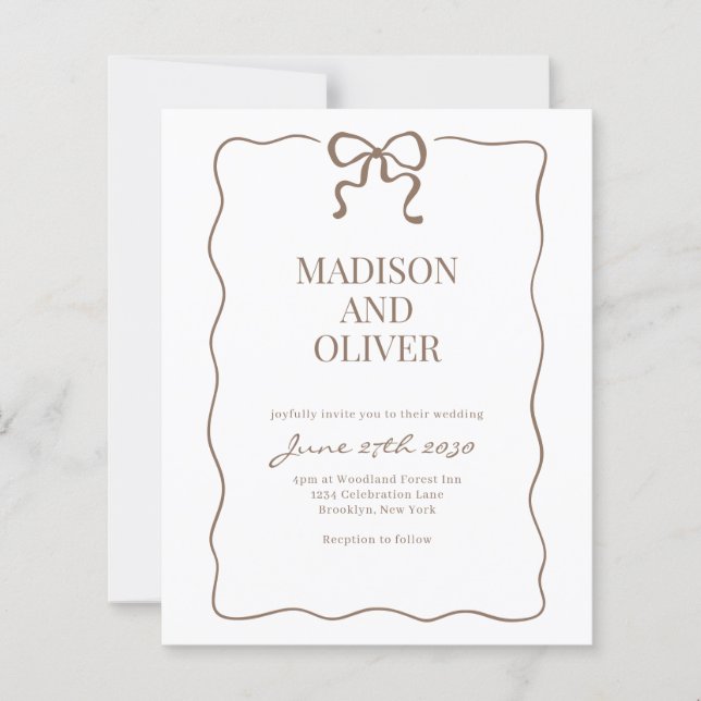 Budget Whimsical Mocha Mousse Bow Tie Wedding (Front)