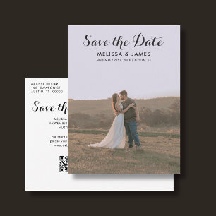 Budget Whimsical Photo QR Code Save the Date Announcement Postcard