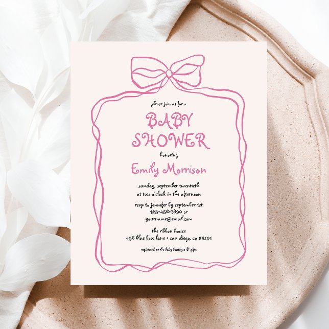 Budget Whimsical Quirky Blush Pink Bow Baby Shower (Creator Uploaded)