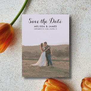 Budget Whimsical Script Photo Save the Date Announcement Postcard