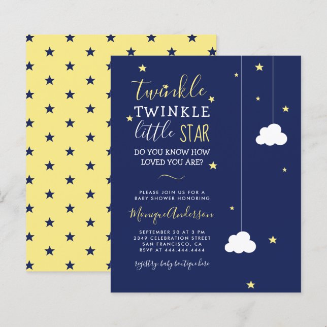 Budget Whimsical Twinkle Little Star Baby Shower (Front/Back)