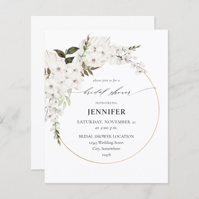 Budget White Boho Floral Bridal Shower (Front/Back)