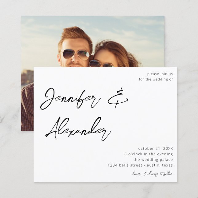 Budget White Calligraphy Photo Wedding V2 (Front/Back)