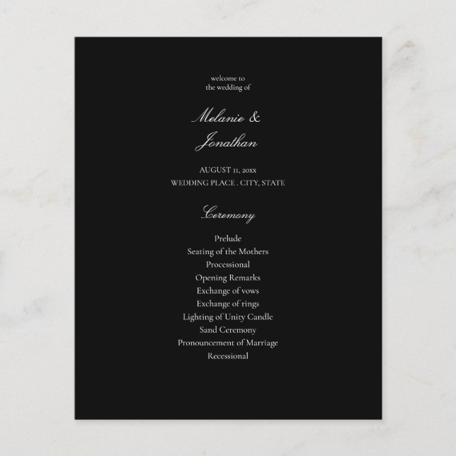 Budget White Elegant Wedding Ceremony - Black Flyer (Front)