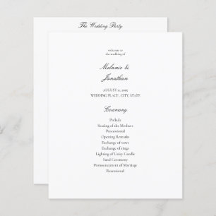 Budget White Elegant Wedding Program