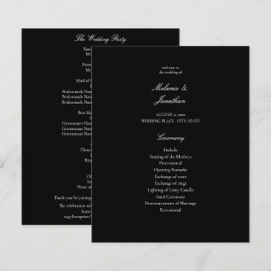 Budget White Elegant Wedding Program - Black