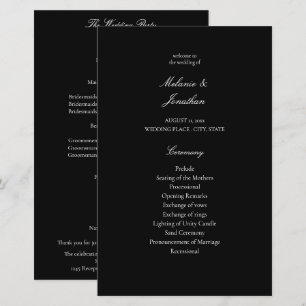 Budget White Elegant Wedding Program - Black MED