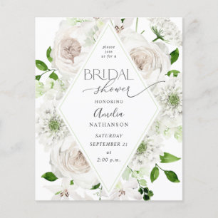 Budget White Floral Bridal Shower Flyer