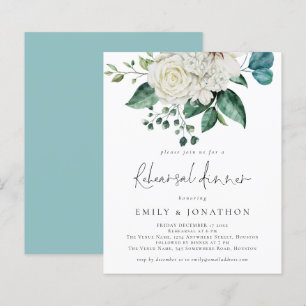 Budget White Florals Eucalyptus Rehearsal Dinner