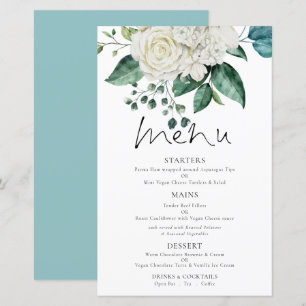 Budget White Florals Eucalyptus Wedding Menu