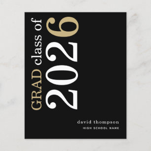 Budget White Gold Text 2025 Grad Announcement