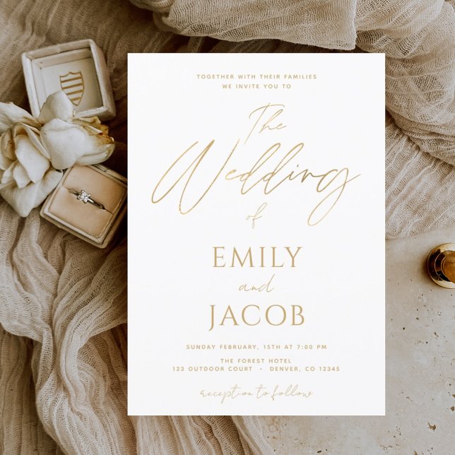 Budget White Gold Wedding Modern Typography (Creator Uploaded)