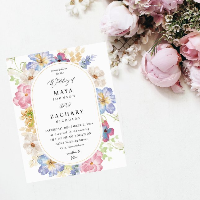 Budget White Pink & Purple Floral Wedding Flyer (Creator Uploaded)