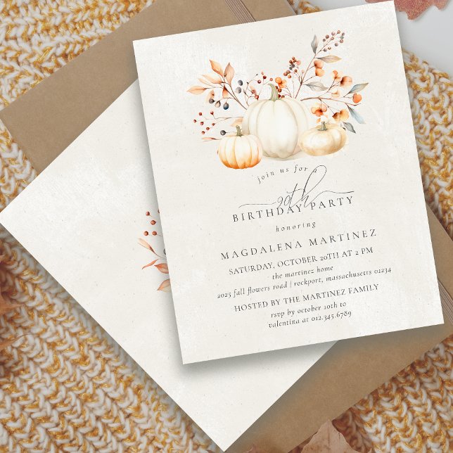 BUDGET White Pumpkin 90th Birthday Invitation (Creator Uploaded)