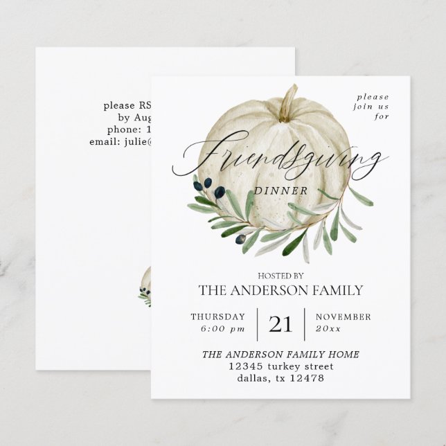 Budget White Pumpkin Friendsgiving (Front/Back)