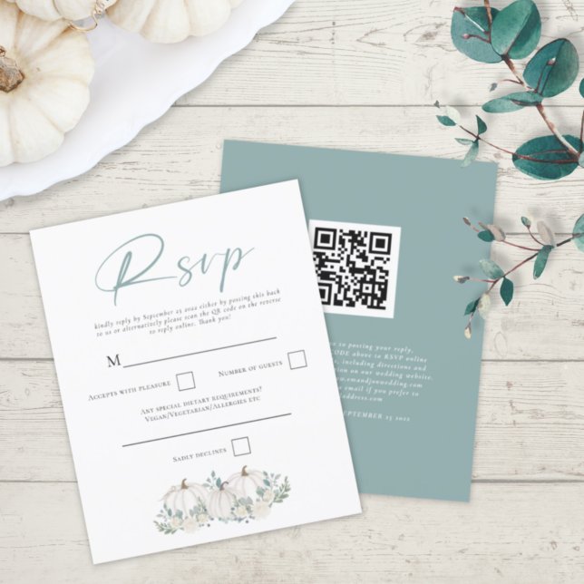Budget White Pumpkins QR Code Wedding RSVP (Creator Uploaded)