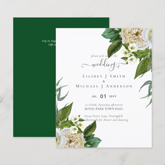 BUDGET White Roses Bouquet Floral Wedding (Front/Back)