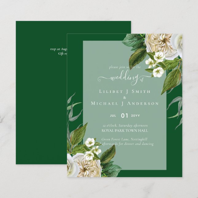 BUDGET White Roses Bouquet Floral Wedding (Front/Back)