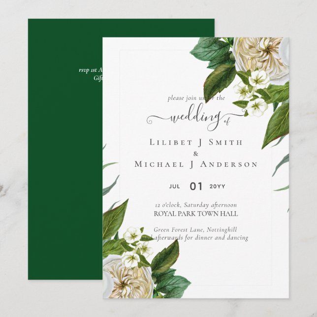 BUDGET White Roses Bouquet Floral Wedding (Front/Back)