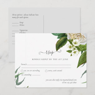 BUDGET White Roses Bouquet Floral Wedding Postcard