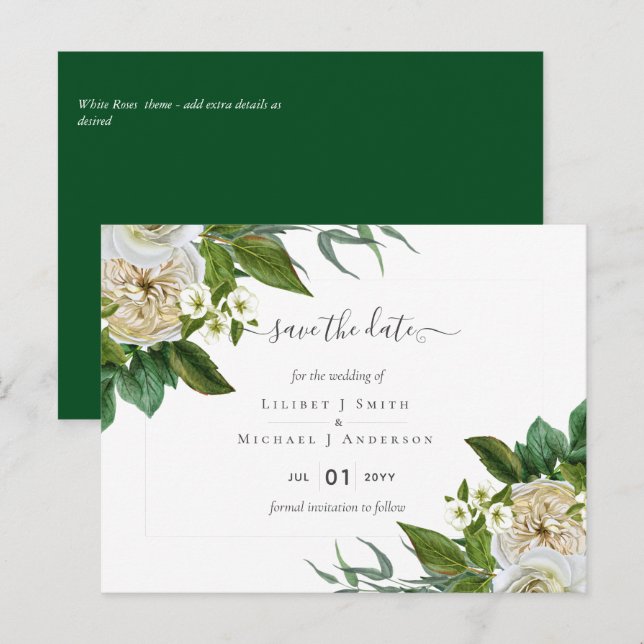 BUDGET White Roses Bouquet Floral Wedding Postcard (Front/Back)