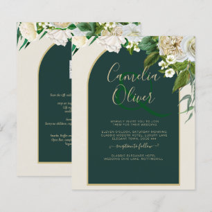 BUDGET White Roses Forest Green Winter Wedding INV