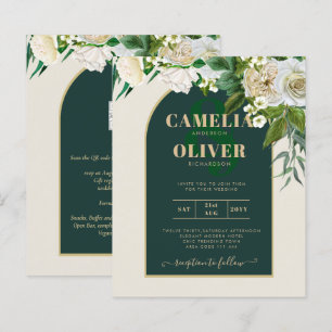 BUDGET White Roses Forest Green Winter Wedding INV