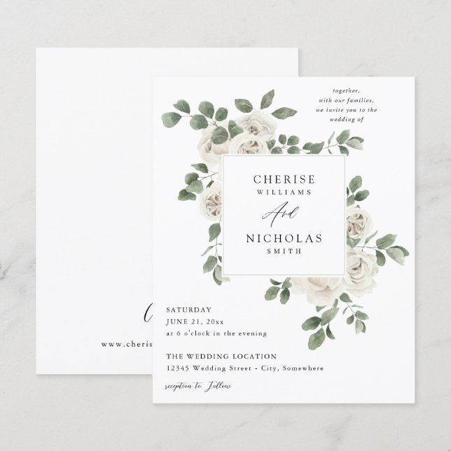 Budget White Soft Floral & Eucalyptus Wedding (Front/Back)