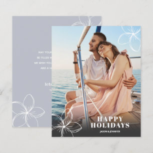 Budget White Tropical Flowers Photo Holiday Card