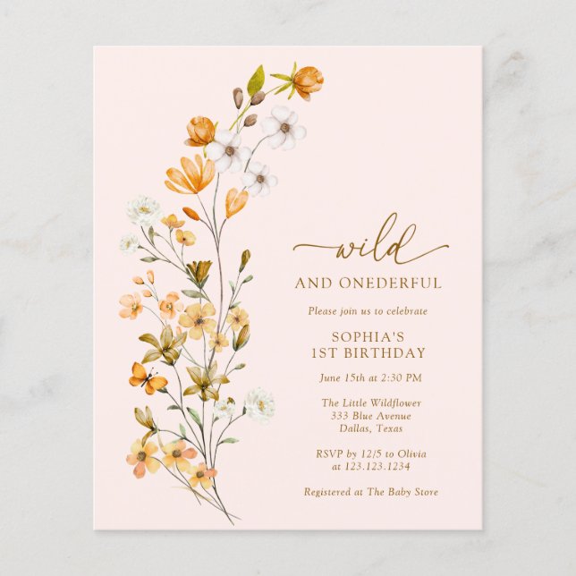 BUDGET Wild and Onederful 1st Birthday Invitation (Front)