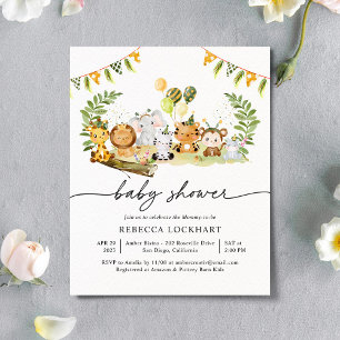Budget Wild Animal Party Baby Shower Invitation 
