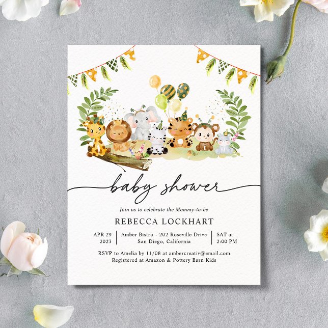 Budget Wild Animal Party Baby Shower Invitation  (Creator Uploaded)